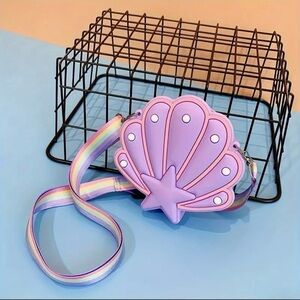 Shell Shaped Silicone Coin Purse Waterproof Crossbody Shoulder Bag Girls NWT